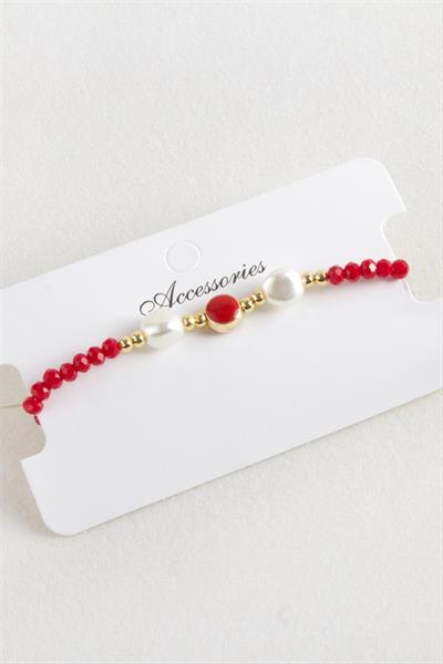 Mineli İnci Kristal Makrome İp Bileklik