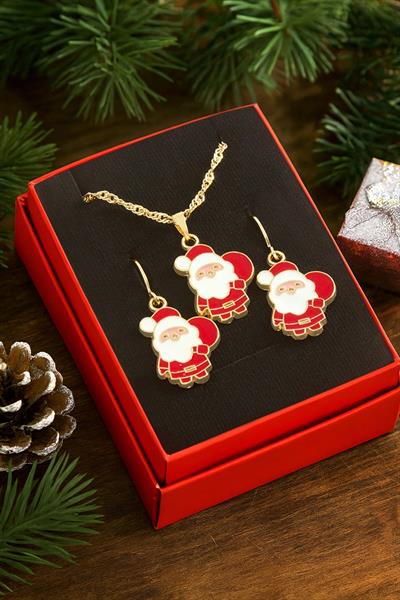 Noel Baba Yılbaşı Kutulu Zincir Kolye Set