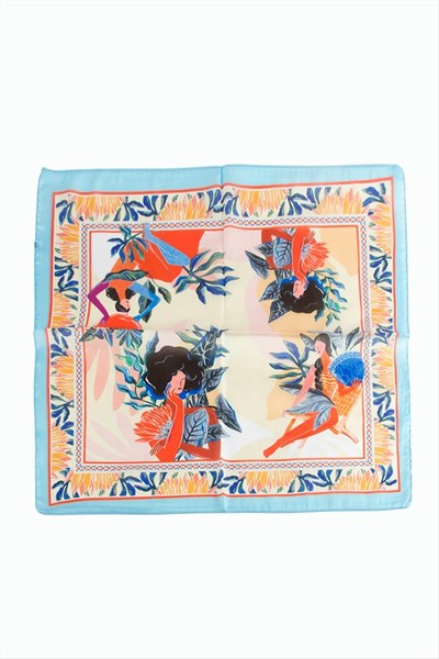 Orkide Desenli Zr Şifon Fular 50*50 cm