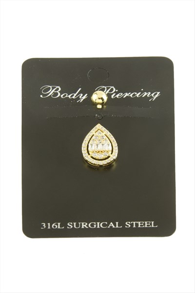 Oval Baget Taşlı Göbek Piercing  1 Adet