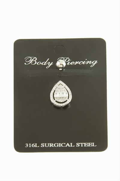 Oval Baget Taşlı Göbek Piercing  1 Adet