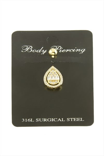 Oval Baget Taşlı Göbek Piercing  1 Adet