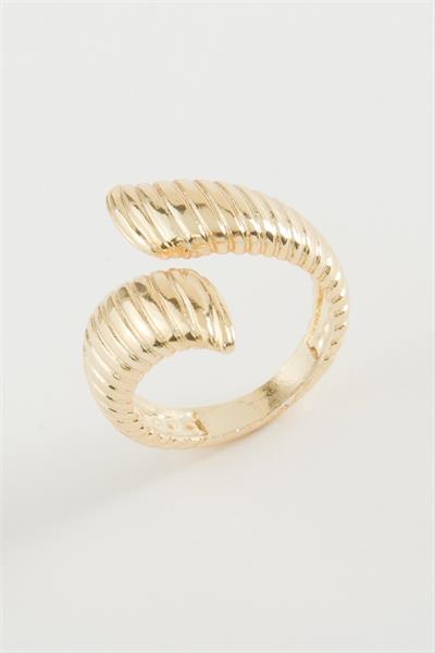 Oval Çizgili Metal Yüzük