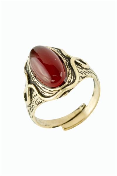 Oval Doğaltaşlı Otantik Yüzük