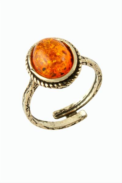 Oval Doğaltaşlı Otantik Yüzük