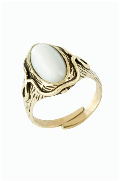 Oval Doğaltaşlı Otantik Yüzük