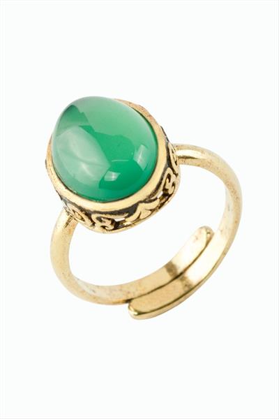 Oval Doğaltaşlı Otantik Yüzük