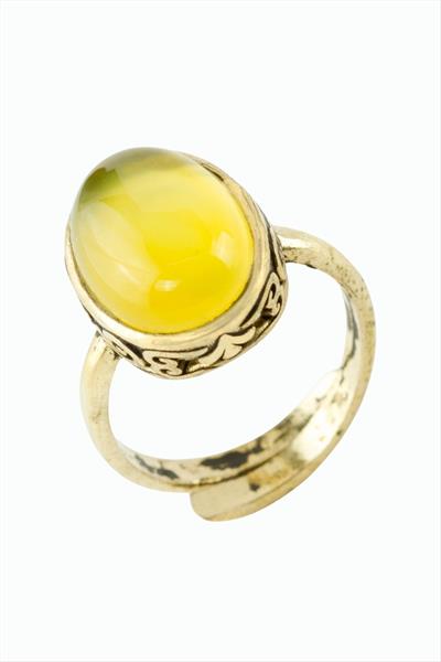 Oval Doğaltaşlı Otantik Yüzük