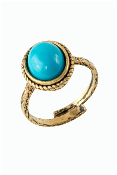 Oval Doğaltaşlı Otantik Yüzük