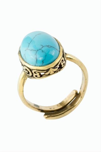 Oval Doğaltaşlı Otantik Yüzük