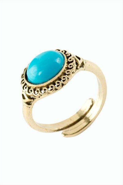 Oval Doğaltaşlı Otantik Yüzük