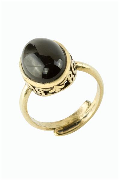 Oval Doğaltaşlı Otantik Yüzük