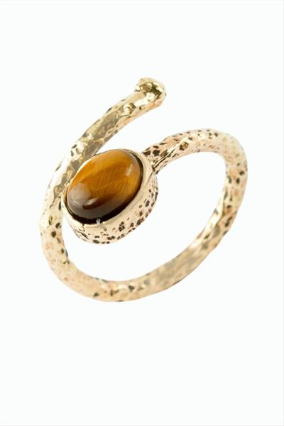 Oval Doğaltaşlı Otantik Yüzük