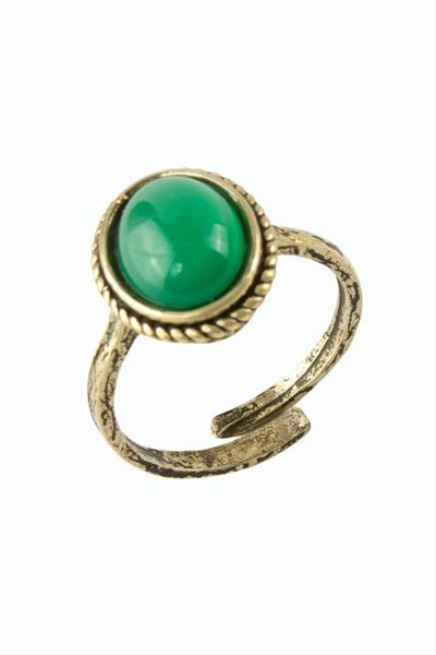 Oval Doğaltaşlı Otantik Yüzük