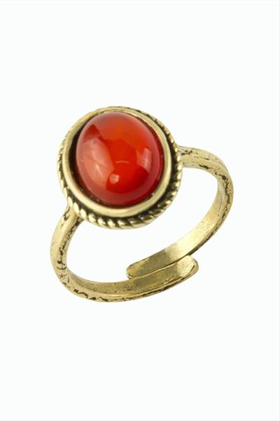 Oval Doğaltaşlı Otantik Yüzük