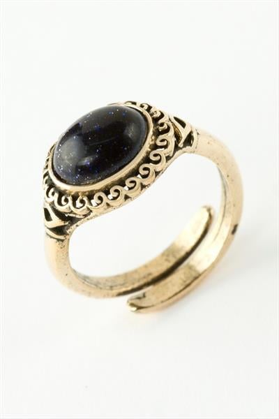 Oval Doğaltaşlı Otantik Yüzük