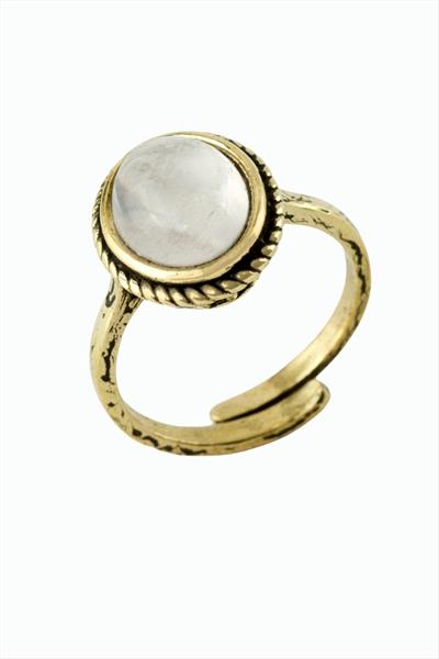 Oval Doğaltaşlı Otantik Yüzük