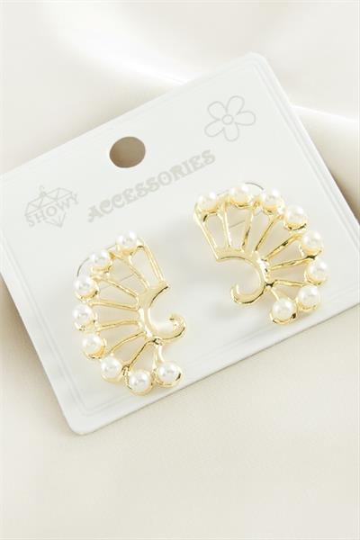 Oval İnci Metal Küpe