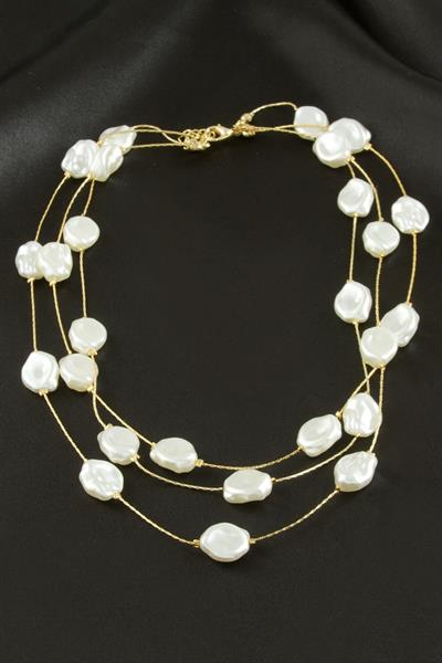 Oval İnci Üçlü Kolye