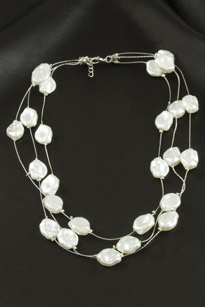 Oval İnci Üçlü Kolye