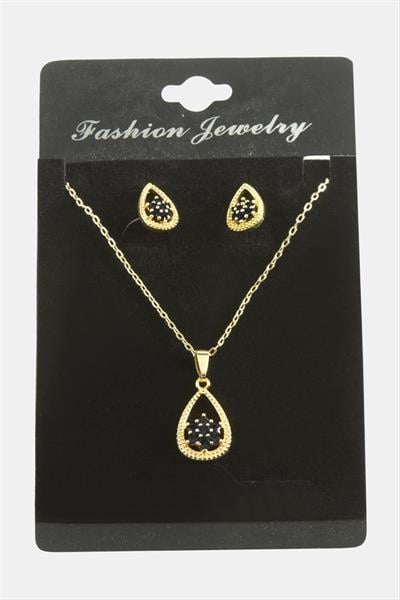 Oval Kartanesi Zirkon Taşlı Set Kolye