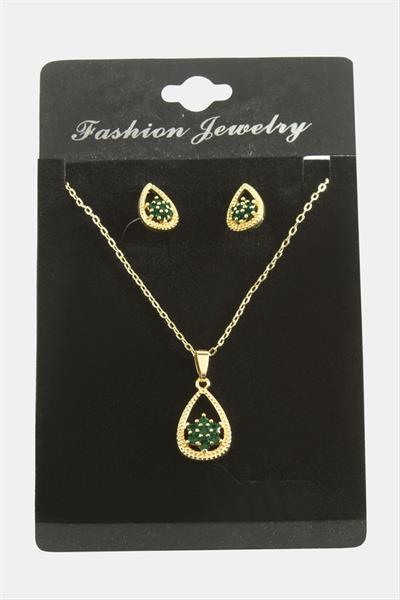 Oval Kartanesi Zirkon Taşlı Set Kolye
