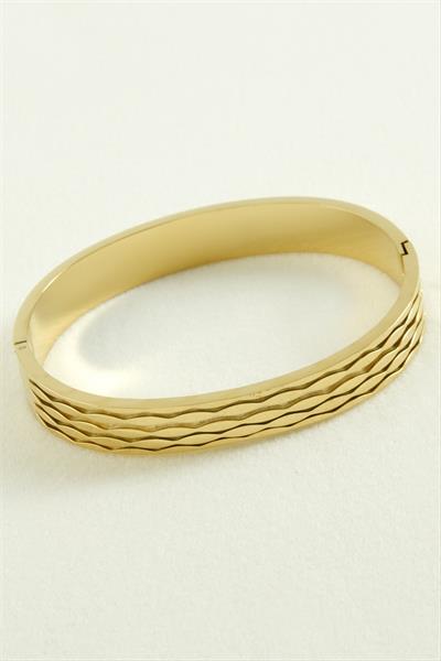 Oval Lüks Çelik Kelepçe Bileklik