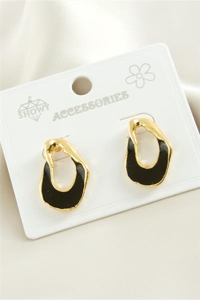 Oval Mineli Metal Küpe