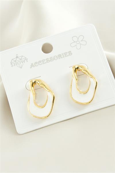 Oval Mineli Metal Küpe