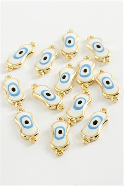 Oval Nazar Çift Kulplu Mineli Bileklik ve Kolye Ucu Aparatı 1 Adet