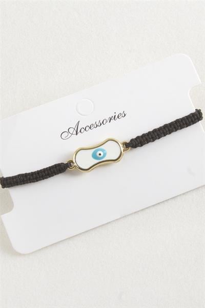 Oval Nazar Makrome Örgülü Bileklik