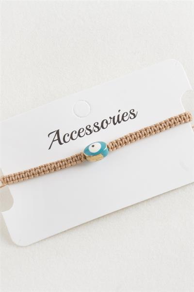 Oval Nazar Makrome Örgülü Bileklik