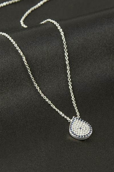 Oval Nazar Zirkon Taşlı Kolye