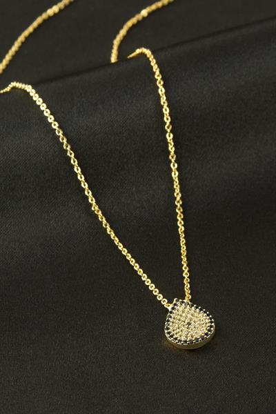 Oval Nazar Zirkon Taşlı Kolye