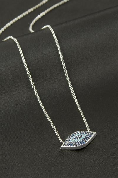 Oval Nazar Zirkon Taşlı Kolye