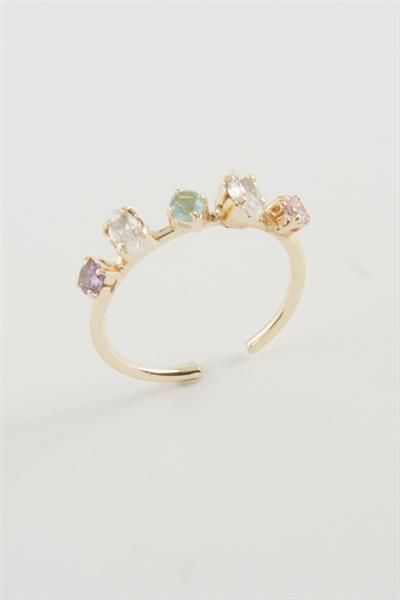 Oval Renkli Taşlı Yüzük