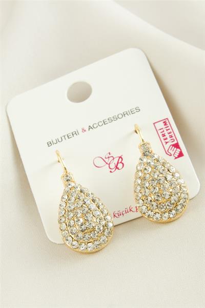 Oval Taşlı Klipsi Küpe