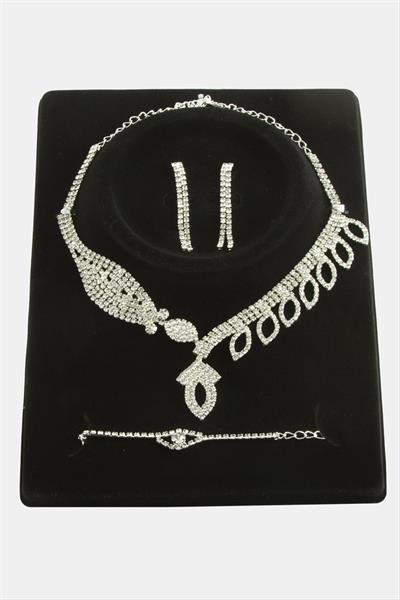 Oval Taşlı Lüks Set Kolye