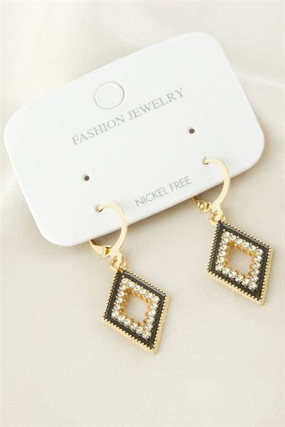 Oval Taşlı Metal Küpe