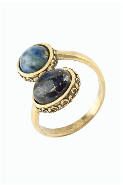 Oval Yuvarlak Doğaltaşlı Otantik Yüzük