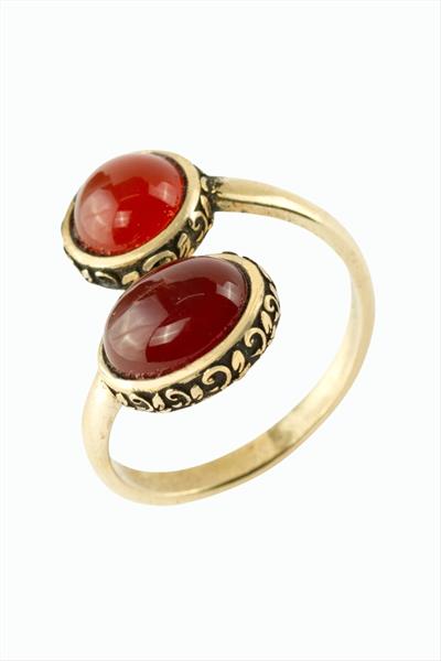 Oval Yuvarlak Doğaltaşlı Otantik Yüzük