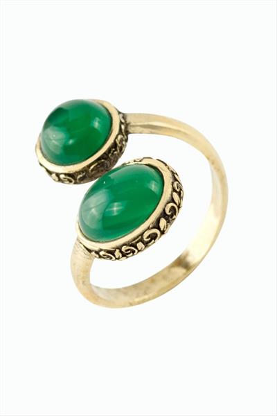 Oval Yuvarlak Doğaltaşlı Otantik Yüzük