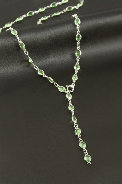 Oval Zirkon Taşlı Çelik Y Kolye