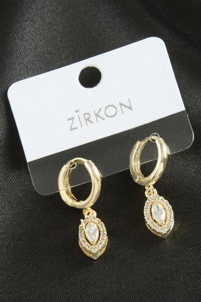Oval Zirkon Taşlı Küpe