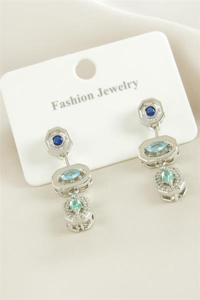 Oval Zirkon Taşlı Lüks Çelik Küpe