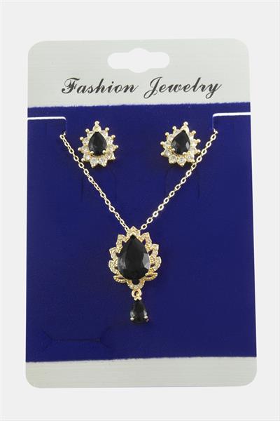 Oval Zirkon Taşlı Set Kolye