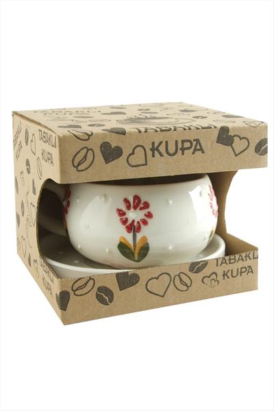 Papatya Desenli Seramik Tabaklı Kupa