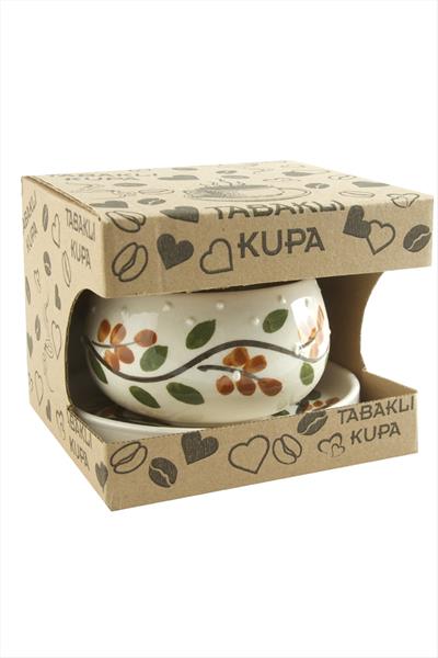 Papatya Desenli Seramik Tabaklı Kupa