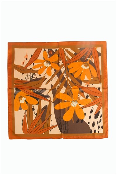 Papatya Desenli Zr Şifon Fular 50*50 cm