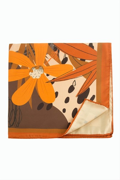 Papatya Desenli Zr Şifon Fular 50*50 cm